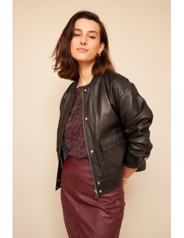 Blouson Cuir Maven Noir pas cher chine