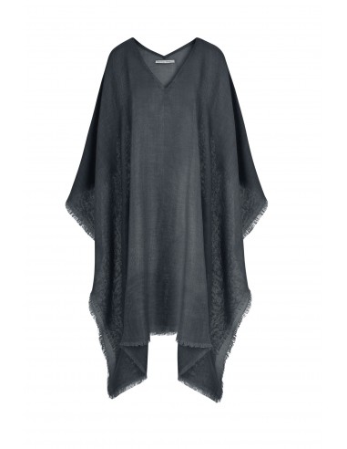 PONCHO COURT RAFAELE ETAMINE DE LAINE - ARDOISE les ctes