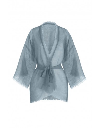 VESTE KIMONO RENATA ETAMINE DE LAINE - SKY BLUE les ctes