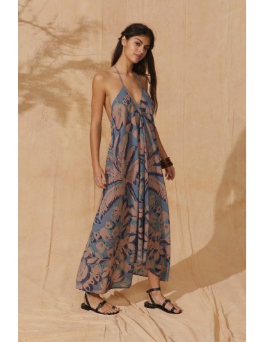 ROBE IVINA IMPRIME TROPICAL - DUSTY BLUE livraison gratuite