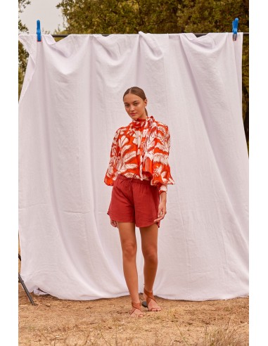 BLOUSE ODETTE IMPRIME TROPICAL - FLASHY ORANGE pas cheres