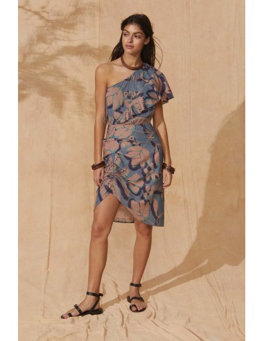 ROBE GALIENE IMPRIME TROPICAL - DUSTY BLUE est présent 