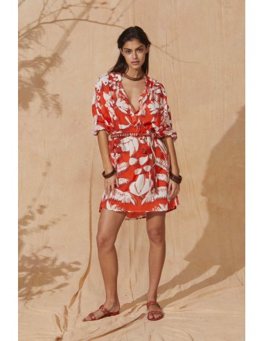 ROBE GERALDINE IMPRIME TROPICAL - FLASHY ORANGE Venez découvrir notre 