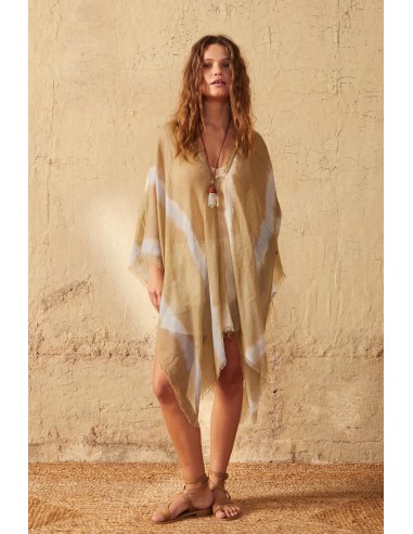 PONCHO RAFAELE TIE AND DYE ETAMINE DE LAINE - DESERT SAND 2023