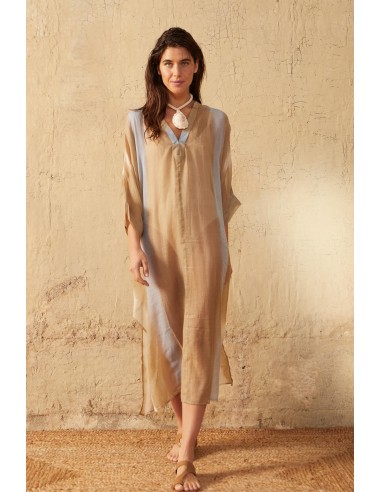 CAFETAN BELLA TIE AND DYE ETAMINE DE LAINE - DESERT SAND en ligne