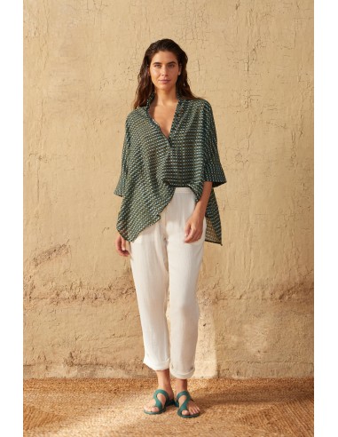 TOP HEDDIE IMPRIME SHIBORI - GREEN Par le système avancé 