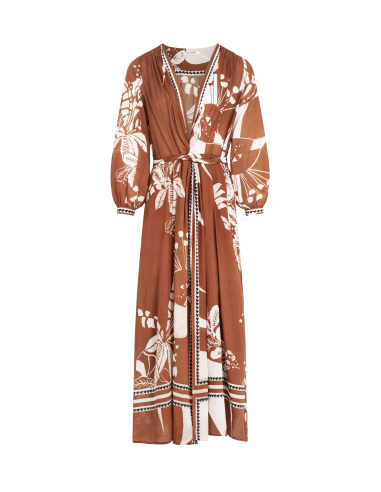 ROBE EMMANUELLE IMPRIME PALLADIO - CARAMEL pas cher 