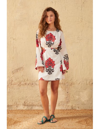 ROBE COURTE MOLLY IMPRIME INDIAN FLOWERS - REDCLAY pas cher