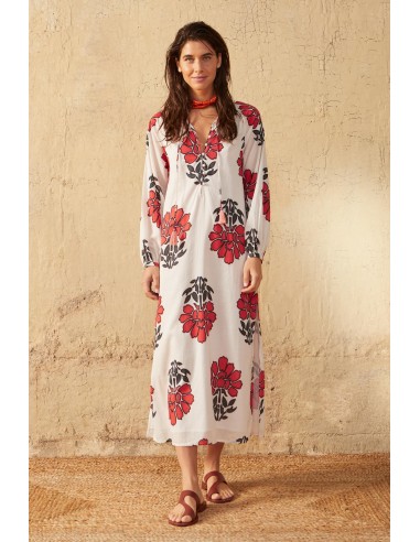 ROBE GREGORIA IMPRIME INDIAN FLOWERS - REDCLAY soldes