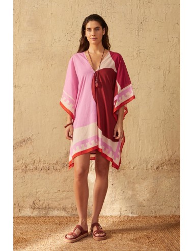 PONCHO PAULINE IMPRIME GRAPHICO - PINK Dans la société mordern